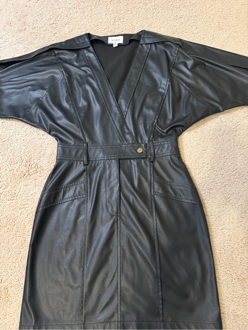 Aura Faux-Leather Black Dress - Picture 3 of 4